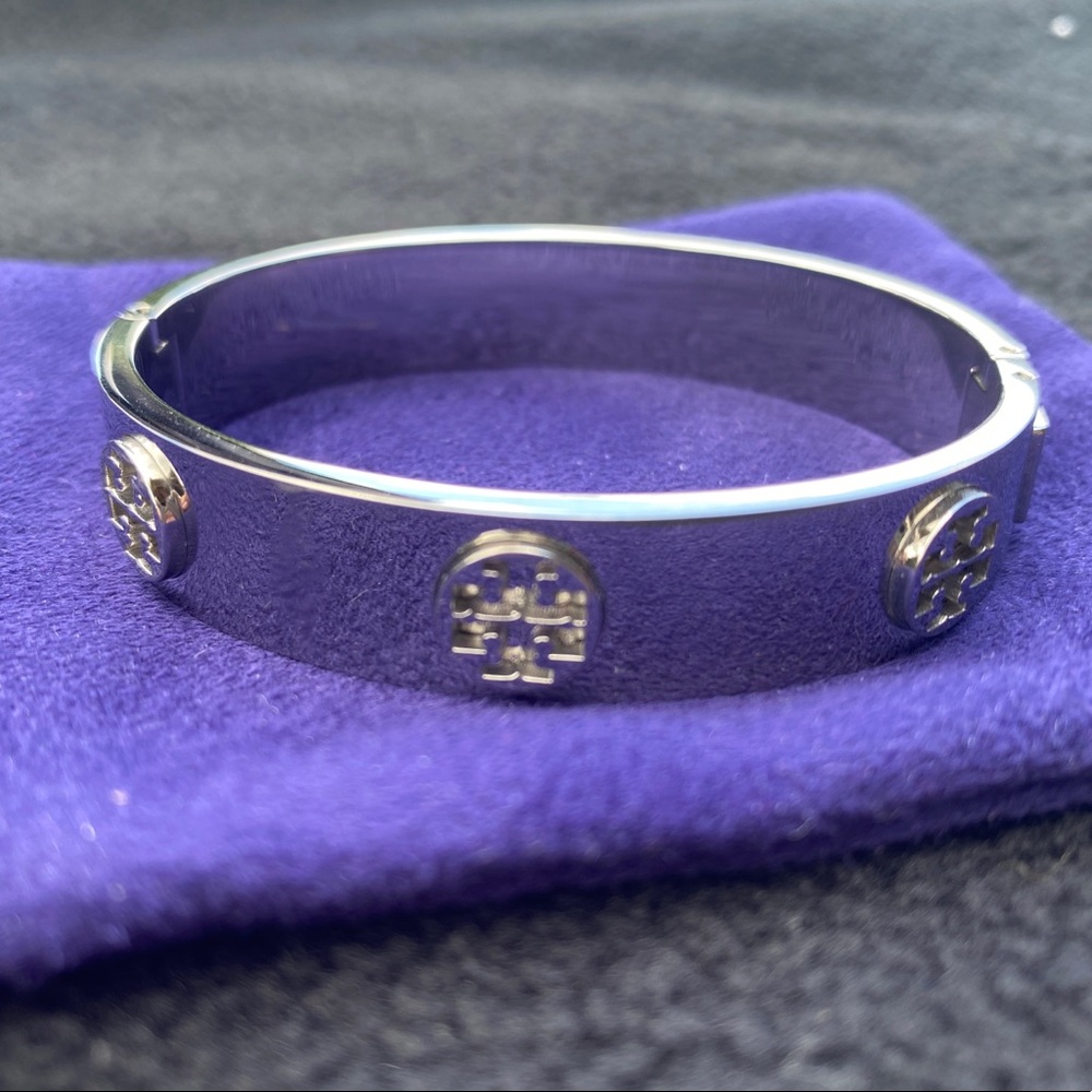Tory Burch Silver Stud Hinge Bracelet